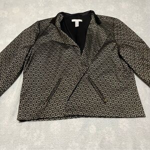 Chico’s 3 Black‎ And Gold Blazer XL Size 14